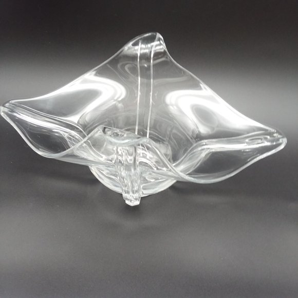 Vintage Duncan & Miller Venetian Clear Glass Bowl Dish Wavy Elegant Candy MCM - Picture 2 of 6